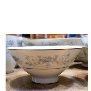 Set of 6 Vintage Noritake Floral Bowl Gold Trim Footed Rice Soup Cereal Bowl